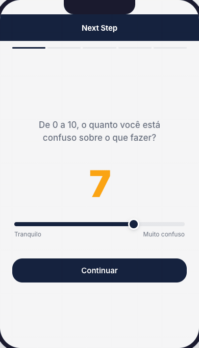 Demo do Next Step — conversa com IA que gera seu próximo passo